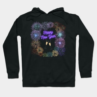 Happy New Year Fireworks with Champagne Flutes Hoodie